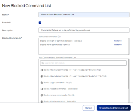 Blocked Command List