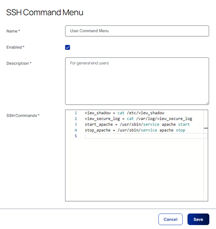 SSH Command Menu