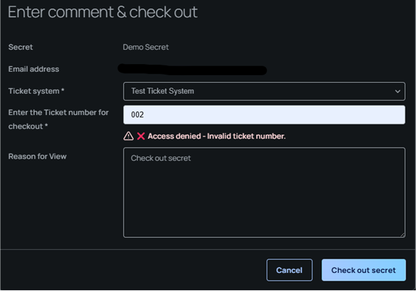 Secret checkout failure